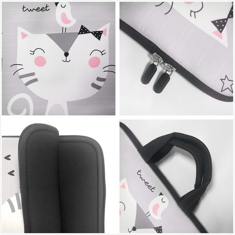 Baocool 11" 11.6" 12" 12.1" 12.5" inch Laptop Carrying Bag Chromebook Case Notebook Ultrabook Bag Tablet Cover Neoprene Fit Samsung Google Acer HP DELL Lenovo Asus (11 11.6 12.1 12.2 inch, Cat & Bird) - Image 2